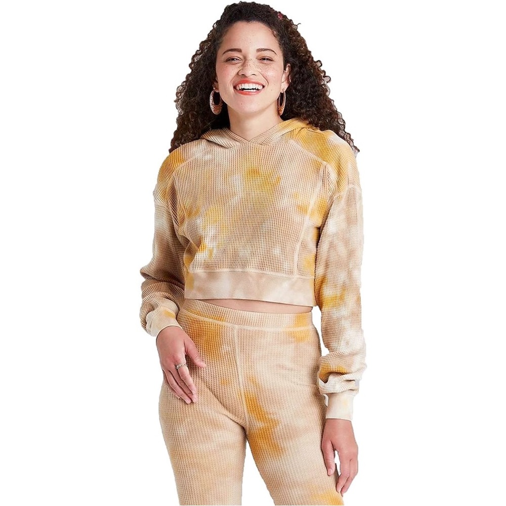 Wild Fable Waffle Knit Garment Dyed Cropped Hoodie
